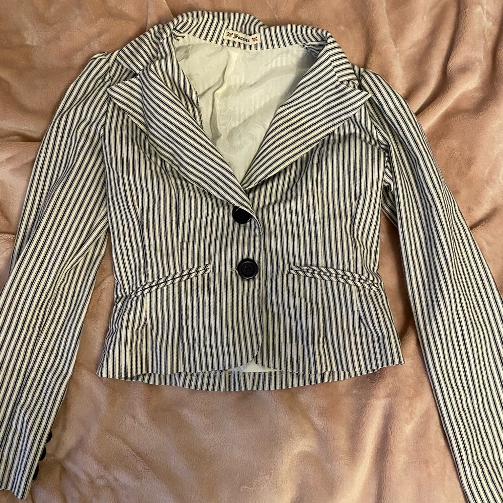 Blue and white stripped Blazer
